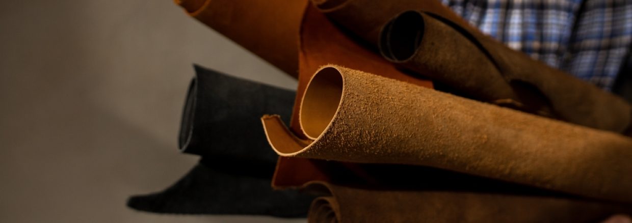 Leather,Shop.,Sale,Of,Skin,In,Rolls.,Leather,Workshop.,The